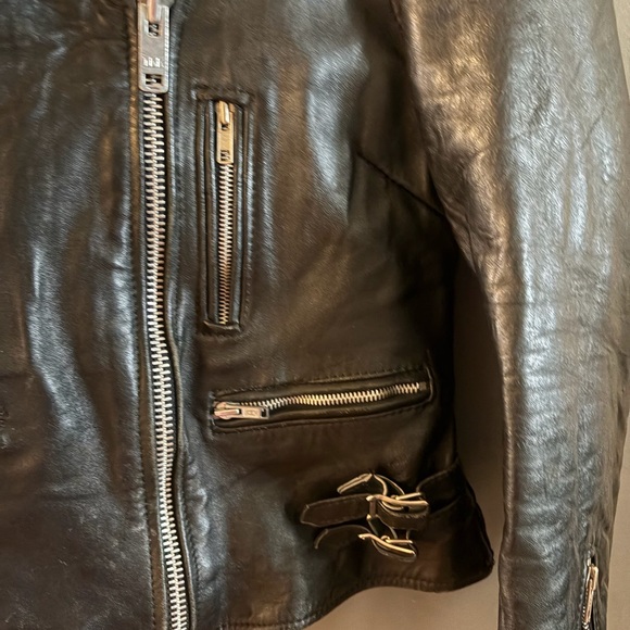 Genuine leather made in England tassel perfecto jacket - Picture 4 of 7